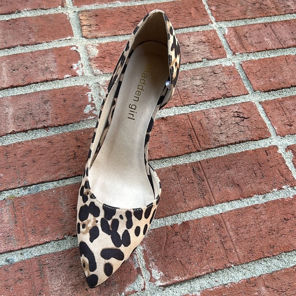 Madden Girl Leopard Faux Suede Cutout High Heels - Picture 2 of 8